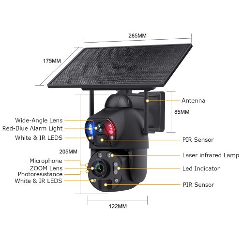 Steel Body Solar Battery Camera 36x Zoom 4G or WIFI -10W Panel - Image 17